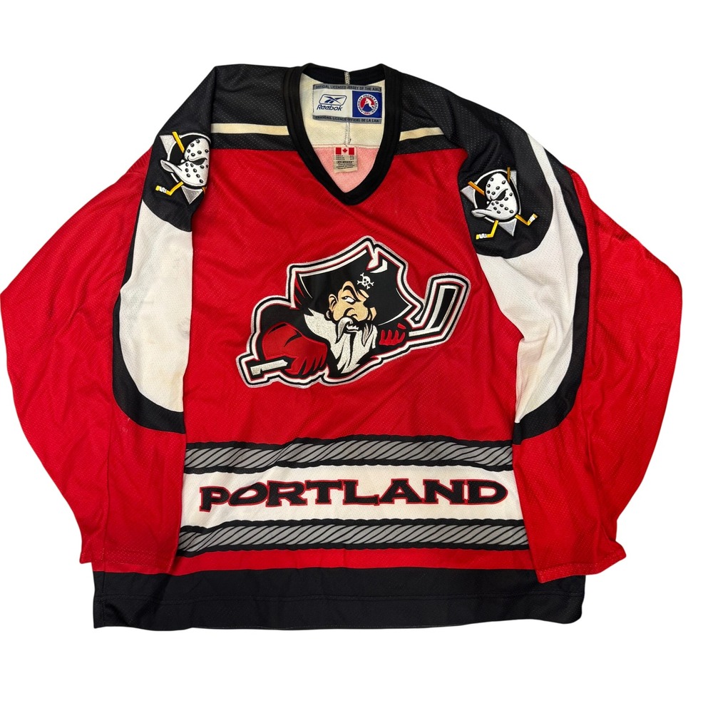 Reebok AHL Portland Pirates Hockey Jersey Mens XXL Red Mighty Ducks Affiliate